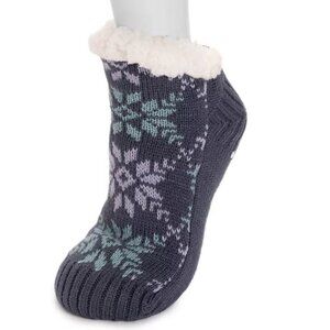 SEALED ~ MUK LUKS Blue Combo Short Slipper Socks - L/XL